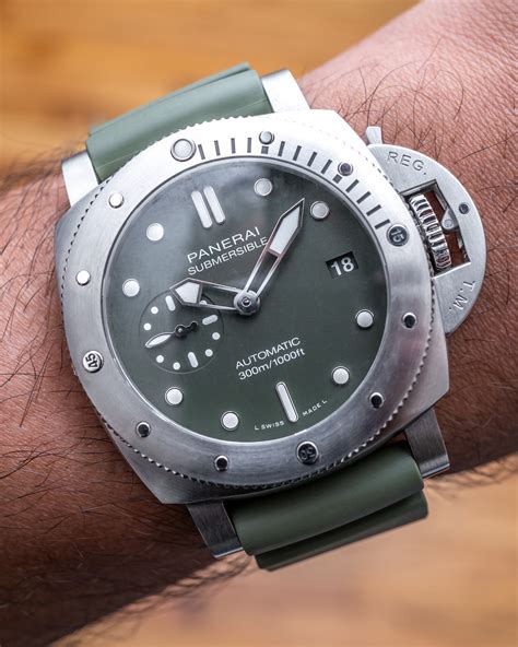 panerai green submersible|panerai submersible 42mm white dial.